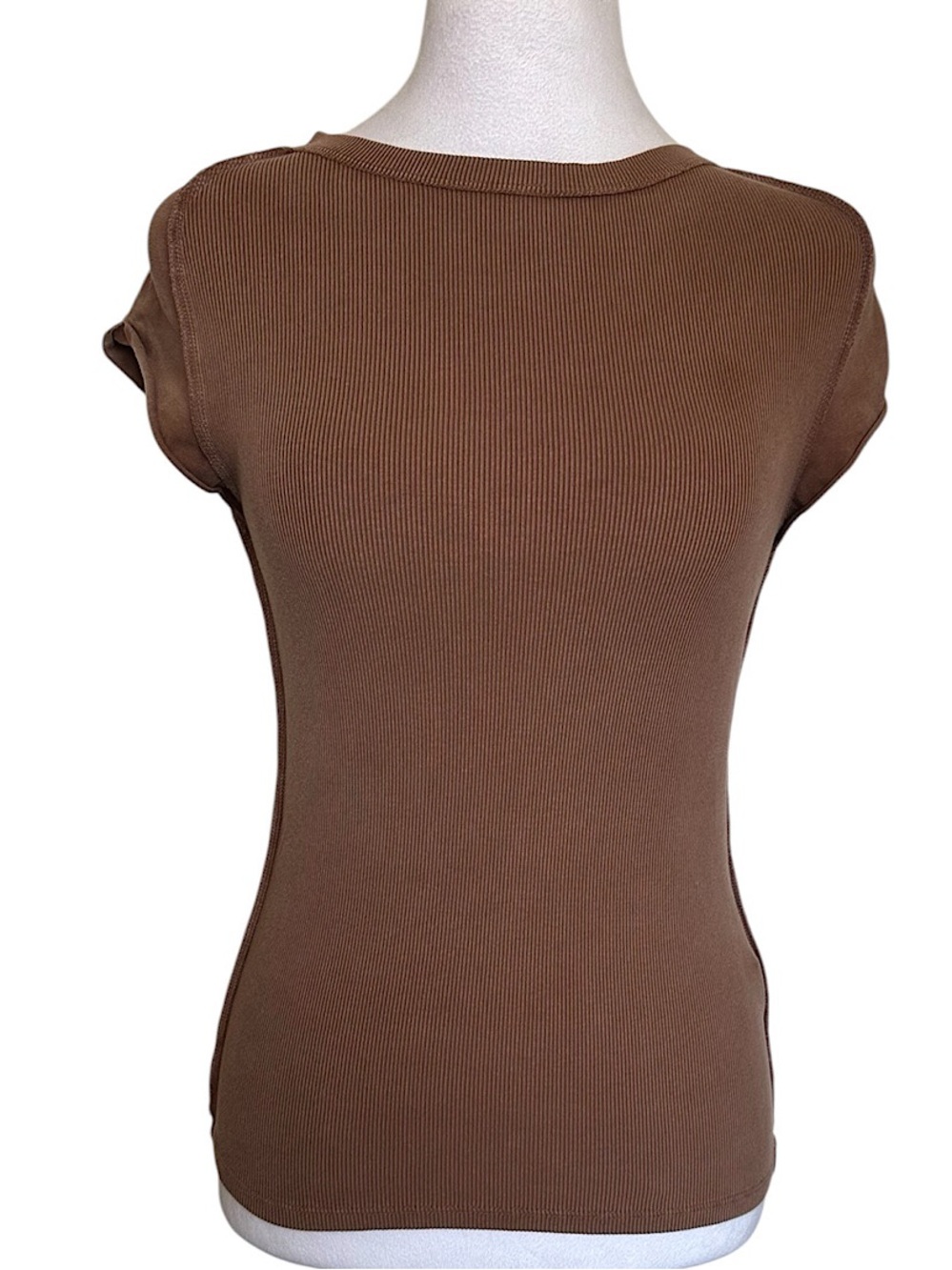 We The Free Ever Had Ribbed Tee Top Women’s Size S Cap Sleeve Brown Macchiato